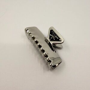 Prada Milano Silver Metal Hair Claw Clip Triangle Logo Barrette Italy